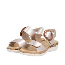 Remonte R6853-93 Rose Gold Metallic Leather Low Wedge Sandals