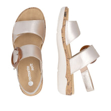 Remonte R6853-93 Rose Gold Metallic Leather Low Wedge Sandals