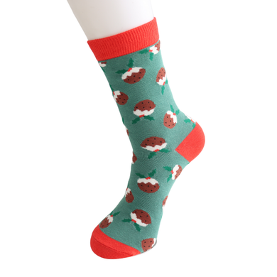 Miss Sparrow SKS528 Christmas Puddings Bamboo Socks (2 Colours)