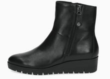 Caprice 25321-41 Black Leather Low Wedge Ankle Boots