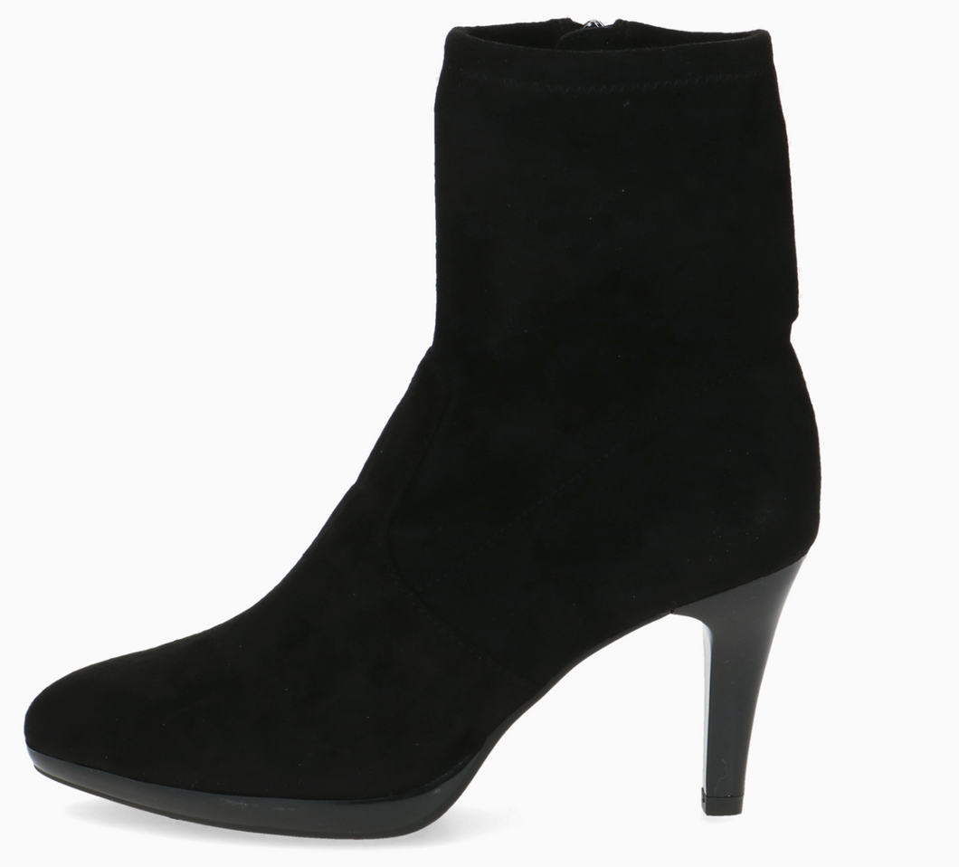 Caprice 25338-41 Black Stretch Suede Heeled Ankle Boots