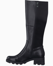 Caprice 25612-41 Black Leather Long Boots With Black Chain Detail
