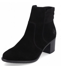 Rieker Y2058-00 Black Suede Leather, Heeled Ankle Boots