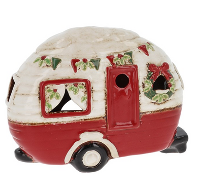 Pottery Festive Caravan Tea Light Holder
