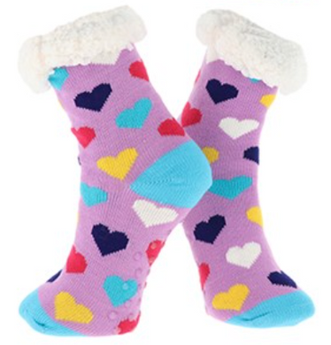Super Warm Fluffy Heart Print Socks (3 Colours)