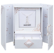 Silver Plated Infinity Knot  Necklace And Earrings Gift Set