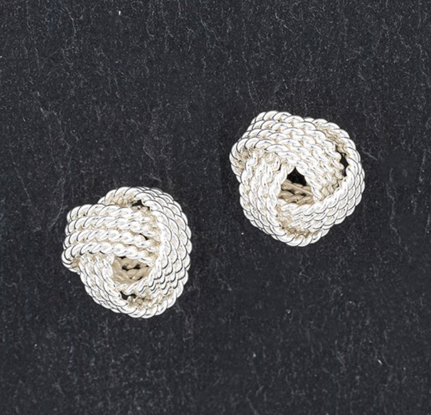 Rope Knot Silver Plated Stud Earrings