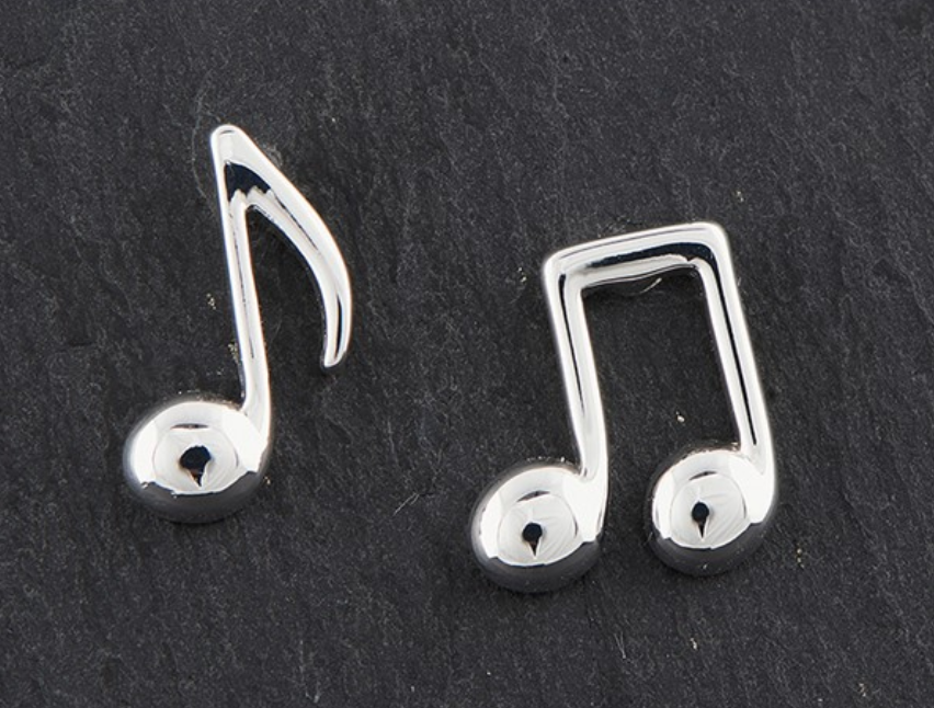 Odd Music Note Silver Plated Stud Earrings
