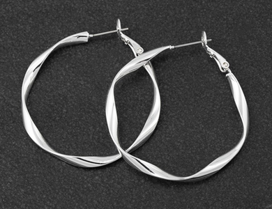 Twisted Silver Plated Hoop Earrings