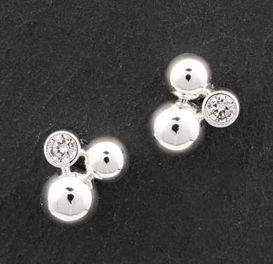 Bubble Cluster Silver Plated Stud Earrings
