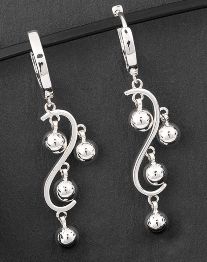 Bubble Cascade Huggie Silver Plated Earrings
