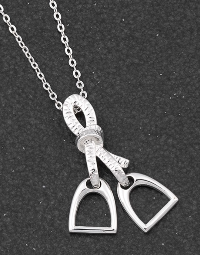 Silver Plated Equestrian Stirrup Knot Necklace