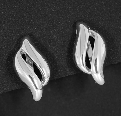 Silver Plated Modern Tear Drop Stud Style Clip On Earrings