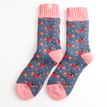 Miss Sparrow TSW032 Winter Xmas Sausage Dog Socks (2 Colours)