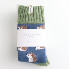 Miss Sparrow TSW034 Winter Blue Cute Hedgehogs Socks (2 Colours)