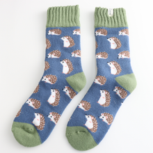 Miss Sparrow TSW034 Winter Blue Cute Hedgehogs Socks (2 Colours)