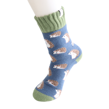 Miss Sparrow TSW034 Winter Blue Cute Hedgehogs Socks (2 Colours)