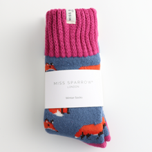 Miss Sparrow TSW035 Winter Denim Blue Foxes Socks