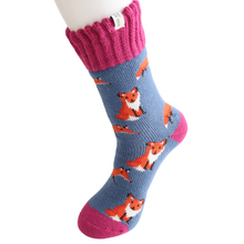 Miss Sparrow TSW035 Winter Denim Blue Foxes Socks