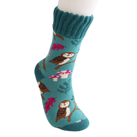 Miss Sparrow TSW038 Duck Egg Winter Woodland Socks