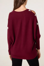Plain Pearl Bow Cut Out Sleeve V-Neck Jumper (3 Colours)
