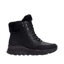 Rieker W0063-02 Black Leather Tex Trainer Boots With A Fur Collar