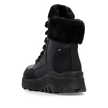 Rieker W0063-02 Black Leather Tex Trainer Boots With A Fur Collar