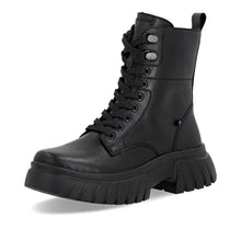 Rieker W1870-02 Minato Black Leather Lace-Up Ankle Boots