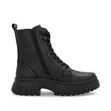 Rieker W1870-02 Minato Black Leather Lace-Up Ankle Boots