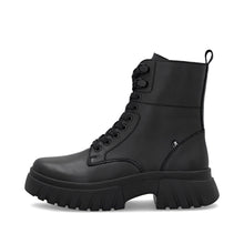 Rieker W1870-02 Minato Black Leather Lace-Up Ankle Boots