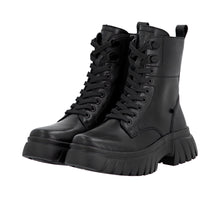 Rieker W1870-02 Minato Black Leather Lace-Up Ankle Boots