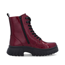 Rieker W1870-35 Largo Red Patent Leather Lace-Up Ankle Boots