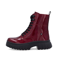 Rieker W1870-35 Largo Red Patent Leather Lace-Up Ankle Boots
