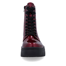 Rieker W1870-35 Largo Red Patent Leather Lace-Up Ankle Boots