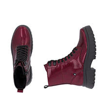 Rieker W1870-35 Largo Red Patent Leather Lace-Up Ankle Boots