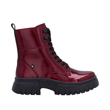 Rieker W1870-35 Largo Red Patent Leather Lace-Up Ankle Boots
