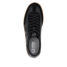 Rieker W2200-03 Samira Black Leather Trainers With A Touch Of Leopard Print