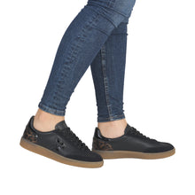 Rieker W2200-03 Samira Black Leather Trainers With A Touch Of Leopard Print