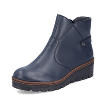 Rieker X9164-14 Navy Low Wedge Ankle Boots