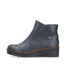 Rieker X9164-14 Navy Low Wedge Ankle Boots