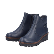 Rieker X9164-14 Navy Low Wedge Ankle Boots