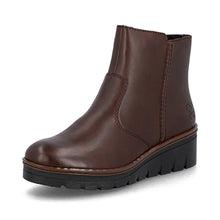 Rieker X9165-27 Cristalliono Brown Leather Low Wedge Ankle Boots