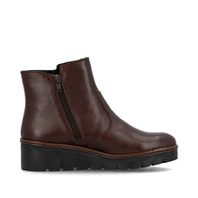 Rieker X9165-27 Cristalliono Brown Leather Low Wedge Ankle Boots