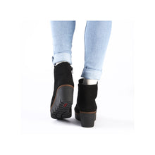 Rieker Y5065-00 Black Suede Leather Wedge Ankle Boots