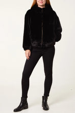 Luxurious Hooded Fur Zip Front Jacket (2 Colours)