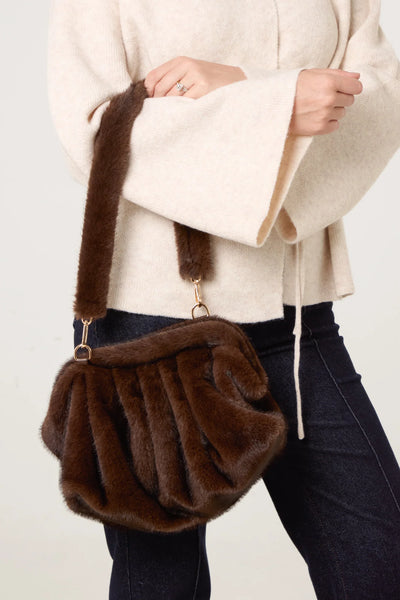 Chocolate Luxurious Faux Fur Handbag