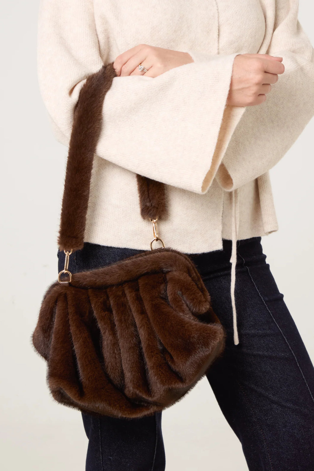 Chocolate Luxurious Faux Fur Handbag