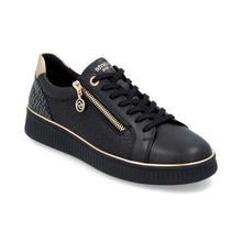 Remonte D2E00-03 Black Leather Trainers With A Black Sole