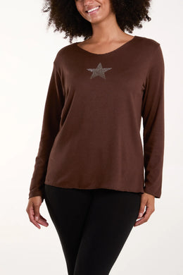 Diamante Star V-Neck Long sleeve jumper (4 Colours)