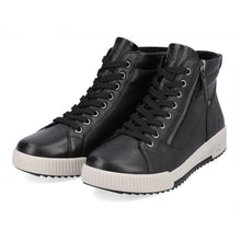 Rieker Evolution W0164-00 Castor Black Leather Lace-Up Ankle Trainer Boots